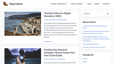 Travel Blog Design & Development blog travel blog travel template ui ui design ux ux design web design web development wordpress