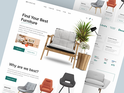 AR-Furniture - Shopify Website Design for Furniture chairs design ecommerce furniture homepage illustration interface landing page product design product details product landing page product website shopify shopify landing page shopify website single product store sofa store web design website