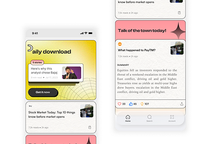 News app paper-like ui design home screen news app texture ui