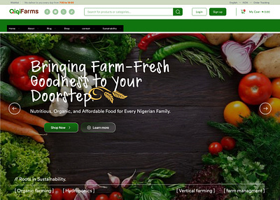 A farm store Website Landing page agriculture app design farm landing page ui user interface ux web design website