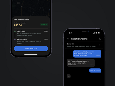 Food Delivery Rider App Ui Design (Dark Mode) app design branding components dark mode delivery app design design system designer designing figma figma design figma tutorial food delivery app product design product designer ui uiux ux ux ui