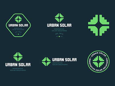 Urban Solar Logo Variations badge logo design brand identity branding clean design graphic design icon logo logomark logotype simple solar logo visual identity