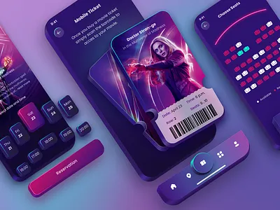 Ticket App Designs 3d animation branding graphic design logo motion graphics ticket reservation ui