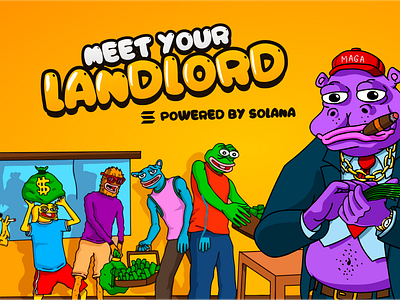 🔥 $LANDLORD is on a Mission to Hunt Down the Best Creatives! 🚀 character coin crypto doge fun hippo land landlord lord meme money pepe purple token