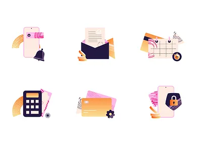 Banking Icons appointment banking icons calculator calendar credit card email gradient icon pack notifications security settings sketch