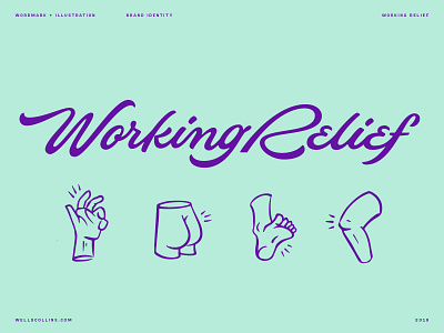 Working Relief Wordmark brand design branding hand lettering illustration lettering ligature logo logo design logo designer logotype packaging script type typography wells wells collins wordmark logo working relief