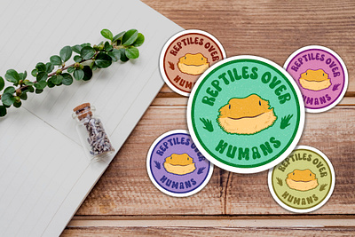 "Reptiles over Humans" Sticker adobecreativesuite animalillustration animals cartoon customstickers design digital illustration graphic design illustration procreate procreateart reptiles sticker