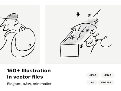 Pay for layers - 150+ elegant, b&w and minimalist Illustrations