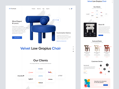 AR-Furniture - Shopify Website Design for Furniture chairs design ecommerce furniture homepage interface landing page product product design product details product landing page product website shopify shopify landing page shopify website single product store store web design website woocommerce