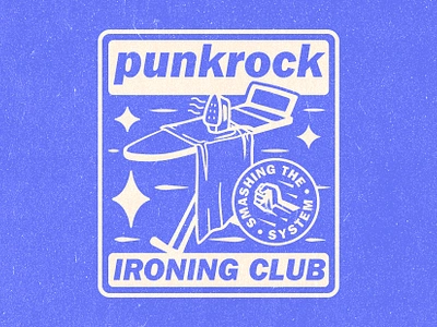 PUNKROCK IRONING CLUB alt badge branding design identity illustration logo logo design punk rock sticker typography