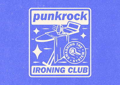 PUNKROCK IRONING CLUB alt badge branding design identity illustration logo logo design punk rock sticker typography