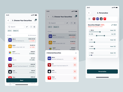 Investing App - Creating and Personalizing Investment app etf fintech investing ui uiux