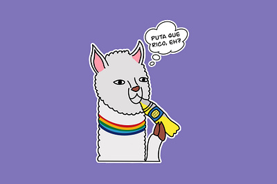 Llama Drinking Inca Kola Sticker Design graphic design sticker design