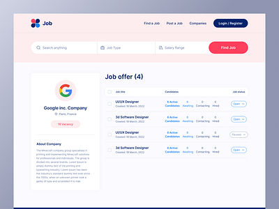 Job Listing Web Landing Page UI UX Design design figma design illustration landing page design landing page figma ui ui design ux design web design website design