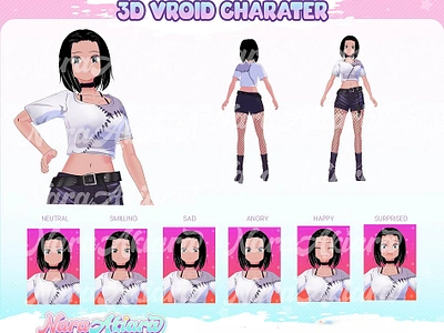 Delve into the World of a Black Short Hair Emo Anime Girl 3d @character vroid vtuber