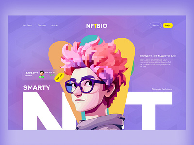 NFTBIO - NFT Marketplace Landing Page [Hero] design header hero marketpalce nft ui web webdesign