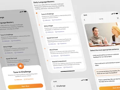 Polyngua - Learning Language App [Daily Challenge Page] application apps challenge course daily challenge daily streak education education app language learning learning app learning language learning language app lesson mobile mobile design online course online learning quiz ui