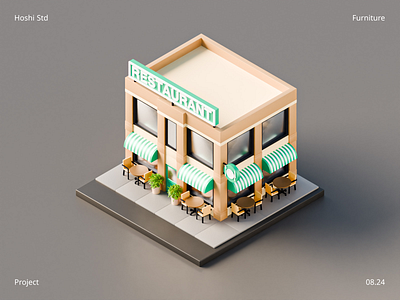 3D Building Restaurant 3d 3d asset 3d icon 3d isometric 3d modeling 3d restaurant architecture blender branding building design exterior food graphic design illustration isometric logo property restaurant vector