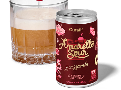 Curatif Amaretto Sour design illustrations lettering