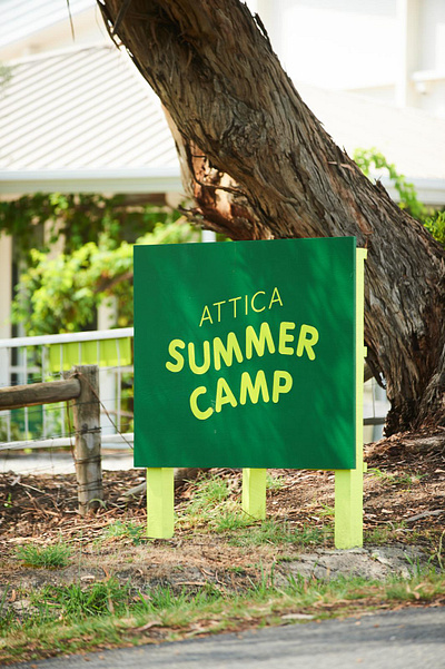 Attica Summer Camp branding logo signage way finding