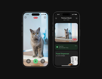 Pet Food Dispenser App 🐈‍⬛🐱 | Daily UI#12 app appdesign cat dailyui design dog figma food fooddispenser iohone ios pet petapp petdispenser petfood ui uidesign ux uxdesign uxui