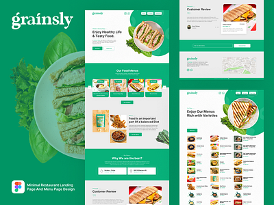 Restaurant Landing Page and Menu Page Design | Grainsly | UI/UX branding design landing page menu page minimal restaurant ui ui design uiux ux ux design website design