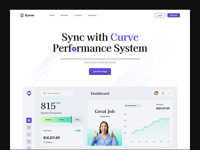 Curve website - Employe Peformance System automation business clean deals design employe finance header home page landing page lead light management optimization platform saas software ui web design website