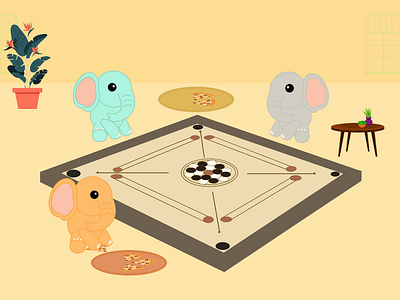 Fred brought his friends for carrom night character character design character development design graphic design illustration ui ux vector visual design visual storytelling