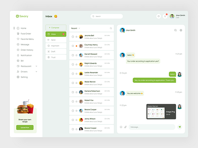 Inbox Page Dashboard app chat clean dashboard dashboard design dashboard ui design inbox mail minimal product design saas ui ui dashboard ui design user interface web app