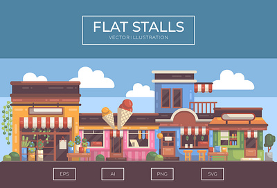 Flat Stalls adobe illustration flat illustration graphic design graphic illustration illustration vector