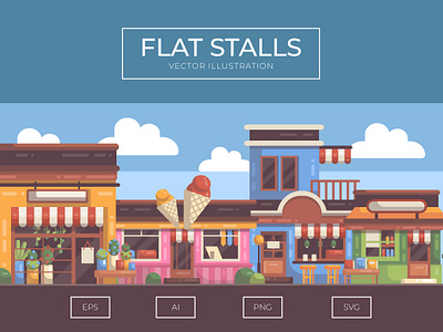 Flat Stalls adobe illustration flat illustration graphic design graphic illustration illustration vector