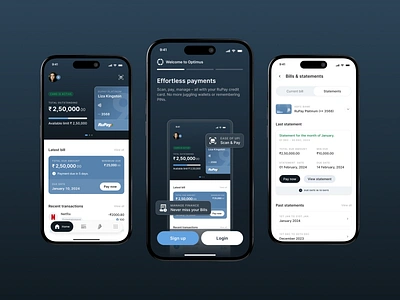 Optimus - Credit Card App | Fintech | Finance Banking banking case study credit card finance fintech minimal mobile app product design user experience user interface user research uxui