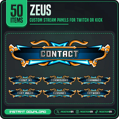 50x Zeus Theme Panels | Deity Twitch Panels zeus twitch panel