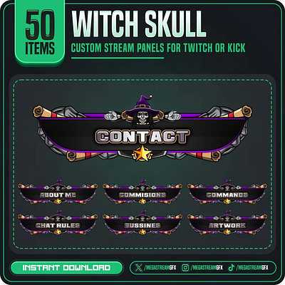 50x With Skull Panels | Horror Twitch Panels animation skull twitch panel