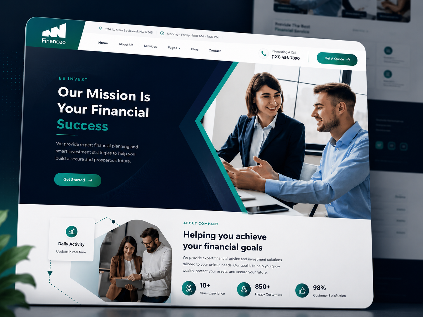 Landing Page Financial services industry branding design finance landing ui uiux website wordpress