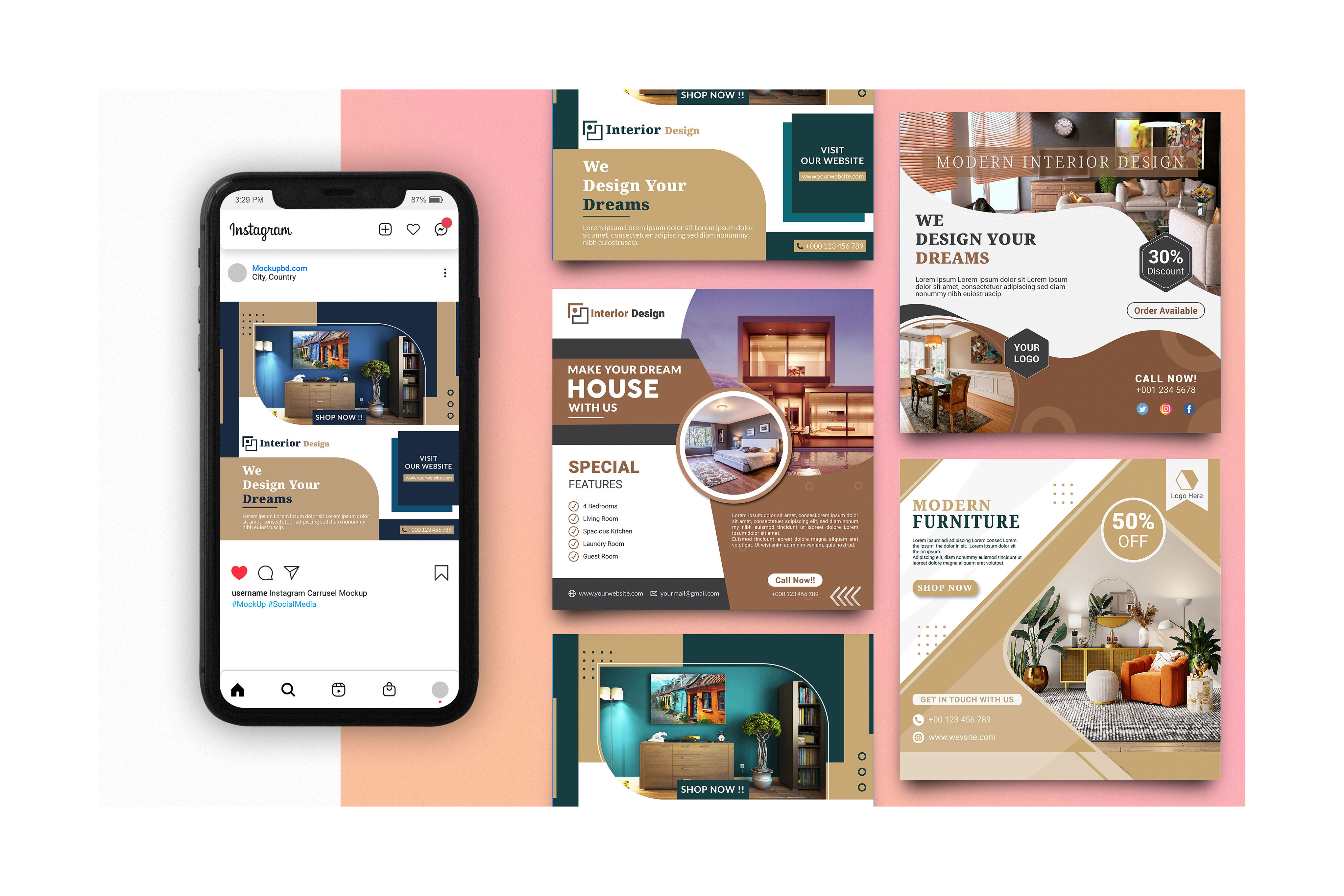 Interior Instagram Social Media Post Design Template adobe portfolio banner design book cover brand identity branding brochure business card design flyer graphic designer identidade visual instagram post design interior post design logo mockup design motion graphics post poster design social media post design socialmedia template