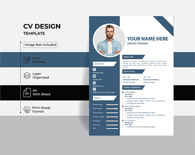 Professional Resume CV Template Layout editable