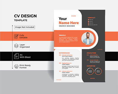 Professional Resume CV Template Layout bleed branding graphic design graphiquarry vector