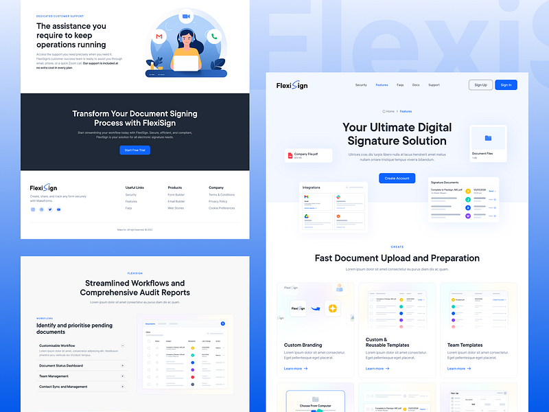 FlexiSign Feature Page Redesign 🎨 application dashboard design dribbble flexisign illustration product saas signature ui design uiux ux design webpage