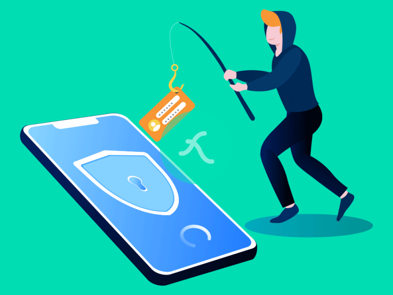 Mobile phishing Lottie JSON animation character hacker json lottie lottiefilestore mobile motiongraphics phishing