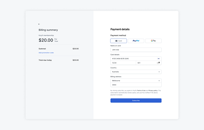 Checkout page for subscriptions app checkout credit card master card payment payment portal product design saas subscription ui ux web appliucation web design