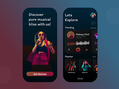 Music Mobile App Design android app clean colorful dark dark theme interface minimal mobile mobile app mobile interface mobile ui design mobileinterface music music app ui ux uxui uxui design web