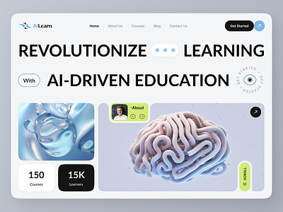 AI Education Website | Artificial intelligence | Landing page ai ai education website ai website artificial intelligence clean design education landing page learning lesson machine learning minimal online school platform tutor ui ux web webdesign website