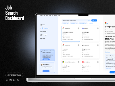 Job Search Dashboard app branding design figma graphic design illustration logo ui ux vector