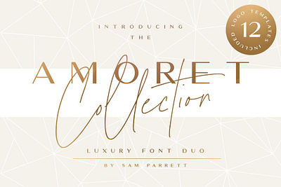 The Amoret Font Duo + 12 Logos beautiful font branding font classy font commercial font contemporary font contrast font didot font duo font fashion font fashionable font feminine font logo font modern font sans font script font stylish font templates font thin font trendy font wedding font