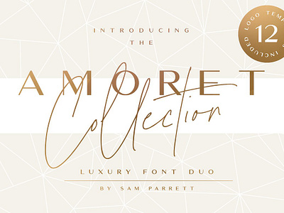 The Amoret Font Duo + 12 Logos beautiful font branding font classy font commercial font contemporary font contrast font didot font duo font fashion font fashionable font feminine font logo font modern font sans font script font stylish font templates font thin font trendy font wedding font