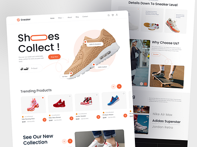 E-commerce Shoe's Website Design clean design e commerce e commerce landing page ecommerce ecommerce website figma landing page minimal product design redesign saas shoe landing page shoes website shopify ui uiux ux web design website design