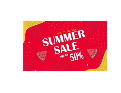 Summer sale with delicious watermelon and shade from palm tree advertising