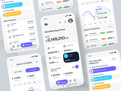 Notrics - Sales Analytic Mobile App chart clean dashboard invest mobile mobile design product design profit saas design sales ui