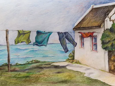 pencil_2 book illustration cartoon colored pencil drawing folk home house illustration pencil retro rustic sea sketch sketchbook texture traditional tree vintage window